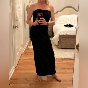 NWT Zara Dark Denim Sculpted Stitch Strapless Stretch Dress L